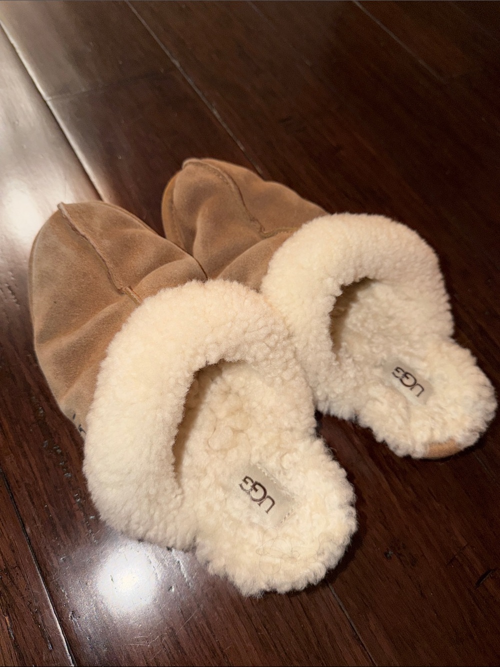 UGG Chestnut Brown Slip-On Shearling Mules with Cream Lining